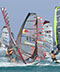 Surflegende Björn Dunkerbeck führt das Fahrerfeld beim Race an. Foto: www.pwaworldtour.com